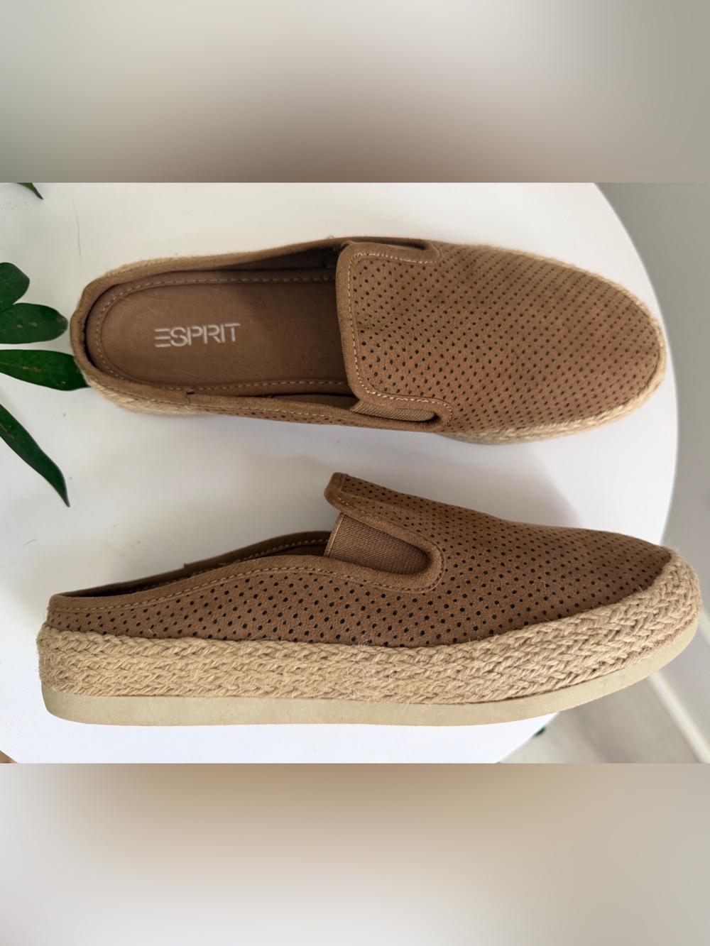 ESPRIT Neema Espadrille Slip-On Perforated Loafers Camel Brown
